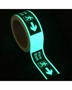 40mm wide BS Fire Exit Right Glow Tape