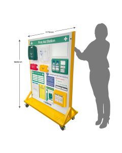 Wheeled Branded Free-Standing First Aid Station with Near Miss & Accident Reporting