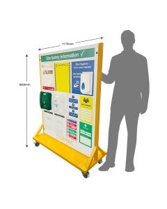 Wheeled Free-Standing CDM Safety Point with RAMS Holder, Activity Briefing Area and First Aid, Eye Wash & Dispenser