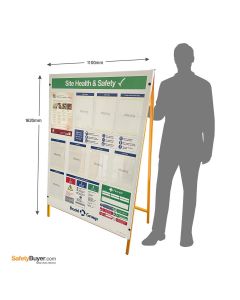 Free-Standing Construction Health & Safety Board with Focus on PPE & Emergency Procedures