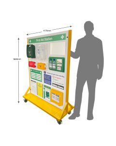 Wheeled Free-Standing First Aid Point with Near Miss Reporting Station - Unbranded