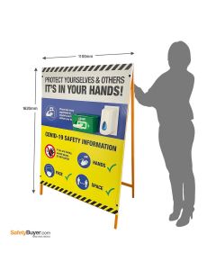 Large Free-Standing Sanitisation Board with Clinell Wipes & Info Graphics