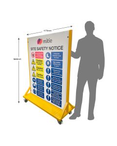 Wheeled Free-Standing Site Safety Info Board with Focus on PPE & Site Rules