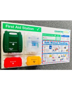 Branded First Aid Station with Safe Manual Handling Poster