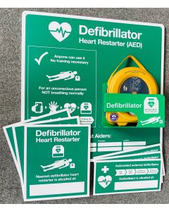 HeartSine 500P Semi-Automatic AED Defibrillator Station & Signs Bundle Deal