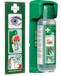 Cederroth Eyewash Bottle 500ml  - with Wall Bracket and Sign