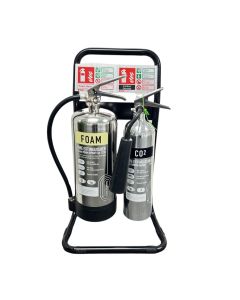 Contemporary 'Black & Chrome' Fire Extinguisher Bundle Deals | Double Stand