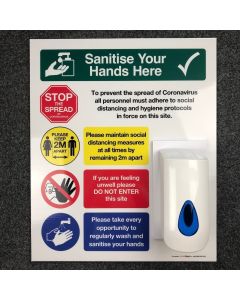 Medium | Unbranded | Hand Sanitising Station, with 1L bulk fill dispenser | 635mm (H) x 530mm (W)