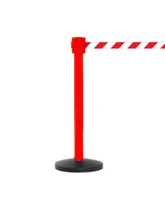 10.6m SafetyPro335 Retractable Barriers | Red Post | Red/White Chevron Belt