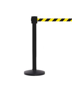 10.6m SafetyPro335 Retractable Barriers | Black Post | Yellow/Black Chevron Belt