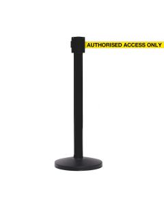 10.6m SafetyPro335 Retractable Barriers | Black Post | Yellow "Authorised Access Only" Belt