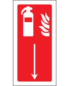 Fire Extinguisher with Arrow Down Signs