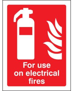 For Use On Electrical Fires Sign | 150mm x 200mm | Self Adhesive Vinyl