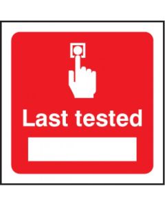 Fire Alarm Last Tested Sign | 80mm x 80mm | Self Adhesive Vinyl