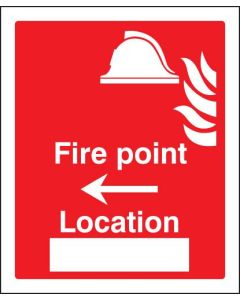 Fire Point Arrow Left Location Sign | 250mm x 300mm | Rigid Plastic