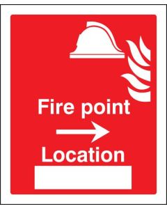 Fire Point Arrow Right Location Sign | 250mm x 300mm | Rigid Plastic