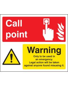 Fire Alarm Warning Only to be Operated in Emergency Sign | 300mm x 250mm | Rigid Plastic