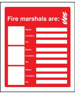 Fire Marshals Are Signs (Space for 3 Names, Locations and Numbers)