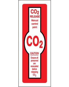 Co2 Release Manual Control Point Sign | 75mm x 200mm | Self Adhesive Vinyl