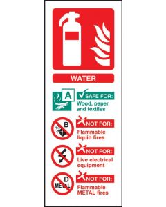 Water Extinguisher Identification Sign | 75mm x 200mm | Rigid Plastic