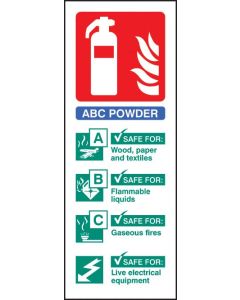 Dry Powder Extinguisher Identification Sign | 75mm x 200mm | Rigid Plastic