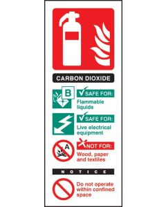 CO2 Extinguisher Identification Sign | 75mm x 200mm | Self Adhesive Vinyl