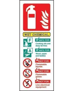 Wet Chemical Extinguisher Identification Sign | 75mm x 200mm | Quick-Fix Rigid PVC with SAV Backing