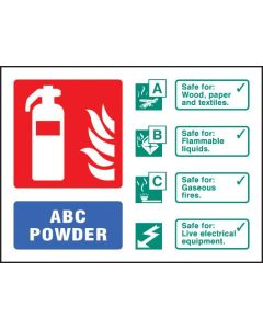 ABC Powder Extinguisher Identification Sign | 200mm x 150mm | Self Adhesive Vinyl