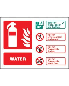 Water Extinguisher Identification Sign | 200mm x 150mm | Self Adhesive Vinyl