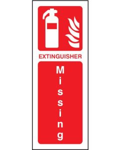 Extinguisher Missing Sign | 75mm x 200mm | Rigid Plastic