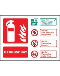 Hydrospray Extinguisher Identification Sign | 150mm x 100mm | Self Adhesive Vinyl