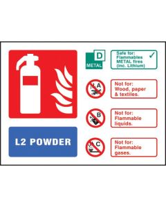 L2 Powder Extinguisher Identification Sign | 150mm x 100mm | Quick-Fix Rigid PVC with SAV Backing