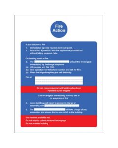 Fire Action Notice Brigade Dialled Manually | 150mm x 200mm | Rigid Plastic