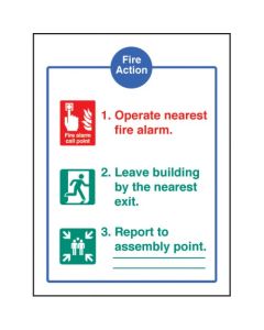 Fire Action EEC Notice - Brigade Dialled Automatically | 150mm x 200mm | Rigid Plastic