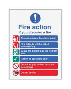 Fire Action Notice - Fire Brigade will be Called Automatically, Do Not Use Lift | 150mm x 200mm | Rigid Plastic