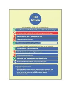 Fire Action Notice for Housing with Communal Fire Alarm Sign | 150mm x 200mm | Photoluminescent Rigid