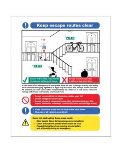 Keep Escape Routes Clear - Multiple Occupancy Sign | 150mm x 200mm | Rigid Plastic