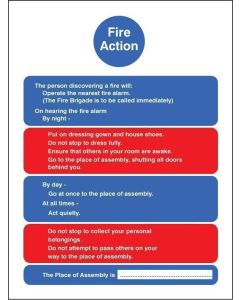 Fire Action Notice for Use in Residential Care Homes | 250mm x 300mm | Self Adhesive Vinyl