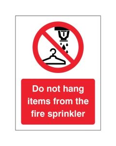 Do Not Hang Items From Fire Sprinkler Sign | 75mm x 100mm | Rigid Plastic