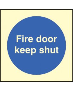 Fire Door Keep Shut Sign | 80mm x 80mm | Photoluminescent Rigid