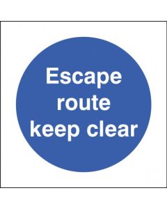 Escape Route Keep Clear Sign | 80mm x 80mm | Rigid Plastic