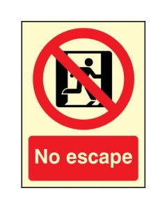 No Escape Sign | 150mm x 200mm | Photoluminescent S/A Vinyl