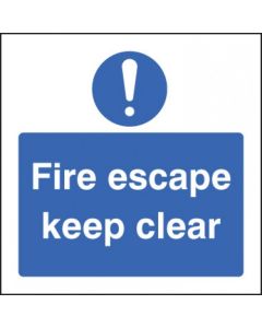 Fire Escape Keep Clear Sign with Symbol