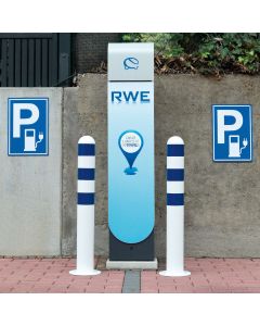 Traffic-Line EV Charging Point Protection Bollards | Hot Dip Galvanised & Powder Coated White