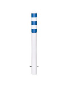 Moravia | 168.22.843 | EV Charging Point Protection Bollards | White | 1.2m High | Sub-Surface Fixed | Blue Bands