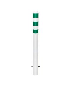 Moravia | 168.27.610 | EV Charging Point Protection Bollards | White | 1.2m High | Sub-Surface Fixed | Green Bands