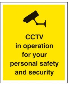 CCTV In Operation for Personal Safety and Security Signs