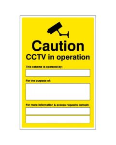 Caution CCTV In Operation Signs (Space for Including Scheme Details) | 250mm x 300mm | Rigid Plastic