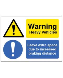 Warning Heavy Vehicle - Leave Extra Space Sign | 200mm x 150mm | Self Adhesive Vinyl