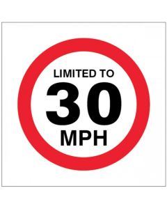 Limited To 30mph Stickers | 100mm x 100mm | Self Adhesive Vinyl